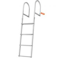 VEVOR Dockladder 4 verwijderbare treden 227kg Laadvermogen Aluminium ponton bootladder met 8cm brede trede en antislip rubberen mat voor het aan boord gaan van schepen/meren/zwembaden/oceanen