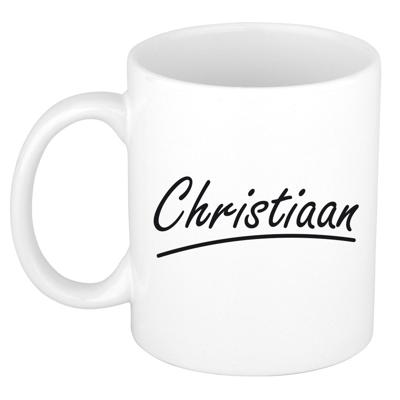 Christiaan Naam koffiemok - beker - met sierlijke letters - wit - 300 ml - Cadeau - Heren Christiaan Naam koffiemok - beker - met sierlijke letters - wit - 300 ml - Cadeau - Heren