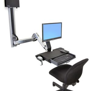 Ergotron StyleView Sit-Stand Combo Monitor-wandbeugel 1-voudig 25,4 cm (10) - 61,0 cm (24) Aluminium (gepolijst) In hoogte verstelbaar, Toetsenbordhouder,