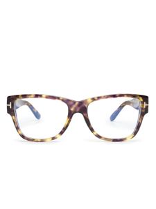 TOM FORD Eyewear lunettes de vue carrées à effet écailles de tortue - Marron