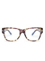 TOM FORD Eyewear lunettes de vue carrées à effet écailles de tortue - Marron - thumbnail