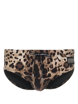Dolce & Gabbana slip à imprimé léopard - Marron