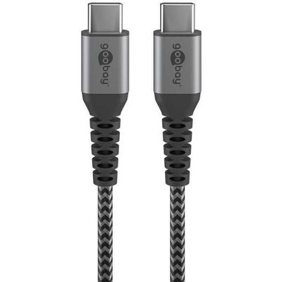 goobay USB-C > USB-C textielkabel met metalen aansluitingen