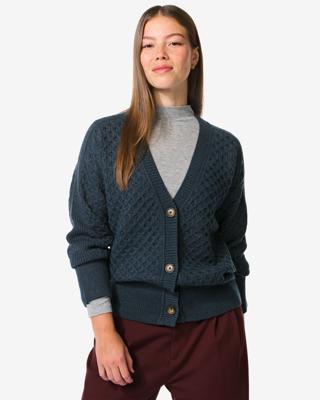 HEMA Damesvest Viola Structuur Blauw (blauw)
