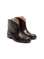 Bonpoint embossed crocodile-effect leather boots - Marron - thumbnail