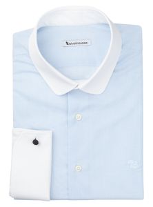 BELLUNO - uni fil-à-fil blauw cot WINCHESTER heren overhemd - Spira 3