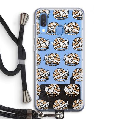 Slapende poes: Samsung Galaxy A40 Transparant Hoesje met koord