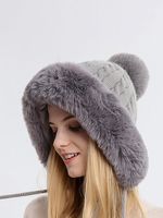 Simple Fur Ball Plus Velvet Warm Hat - thumbnail