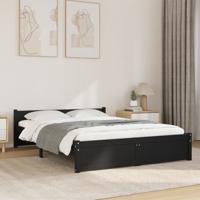 Bedframe massief hout zwart 140x190 cm