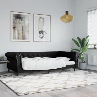 Slaapbank 100x200 cm kunstleer zwart