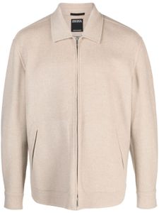 Zegna veste laine en à patch logo - Tons neutres