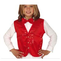 Verkleed feest gilet met pailletten - rood - voor kinderen - carnaval