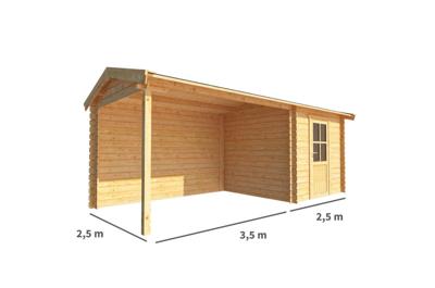 Blokhut met overkapping Fenna 600 cm bij 250 cm diep Zadeldak - Warentuin collection