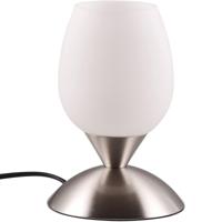 LED Tafellamp E14 - Modern Design in Mat Nikkel met Wit Glas