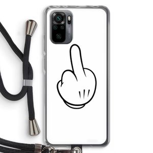 Middle finger white: Xiaomi Redmi Note 10 Pro Transparant Hoesje met koord