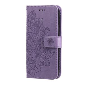 Samsung Galaxy A55 hoesje - Bookcase - Pasjeshouder - Portemonnee - Bloemenprint - Kunstleer - Paars