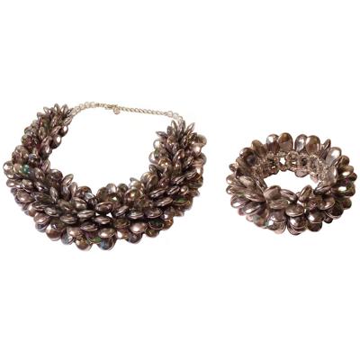 Statement Ketting en Armband Multiparel Druppel Grijs/Zilver Set
