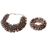 Statement Ketting en Armband Multiparel Druppel Grijs/Zilver Set