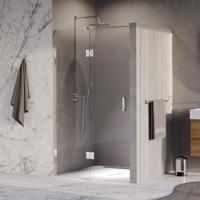 Brauer Void - Nisdeur - 2-Delig - Helder Glas - 110 x 200 cm - Omkeerbaar - met Draaideur 60 cm - Aan Glas - incl. Glascoating - Chroom