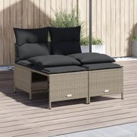 4-delige Loungeset met kussens poly rattan lichtgrijs - thumbnail