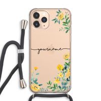 Gele bloemen: iPhone 11 Pro Max Transparant Hoesje met koord
