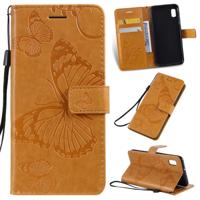 Gedrukt afdrukken Butterfly patroon horizontale Flip PU lederen draagtas met houder & kaartsleuven & portemonnee & Lanyard voor Galaxy A10e (geel)
