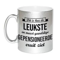 Hoe de leukste gepensioneerde eruitziet mok / beker zilver bedankt cadeau collega 330 ml