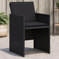 Tuinstoelen 4 st met kussens poly rattan zwart Tuinstoelen 4 st met kussens poly rattan zwart