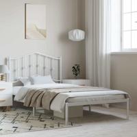 Bedframe met hoofdbord metaal wit 100x200 cm