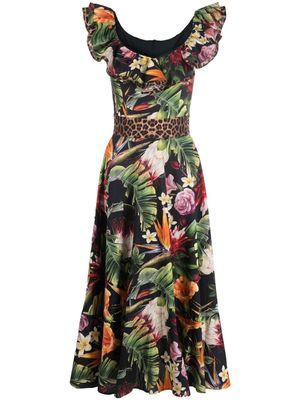 Philipp Plein robe longue à fleurs - Noir