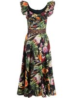 Philipp Plein robe longue à fleurs - Noir