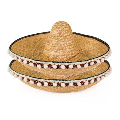 Sombrero verkleed hoed Cancun de luxe - 2x stuks - 55 cm - Mexicaanse thema hoeden