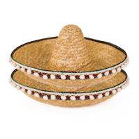 Sombrero verkleed hoed Cancun de luxe - 2x stuks - 55 cm - Mexicaanse thema hoeden