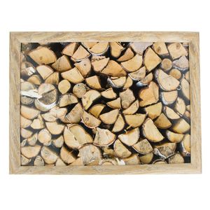 Laptray/schoottafel openhaard hout print 43 x 33 cm   -