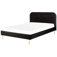 Beliani - FLAYAT - Tweepersoonsbed - Zwart - 160 x 200 cm - Fluweel