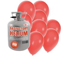 Helium tank met rode ballonnen 50 stuks