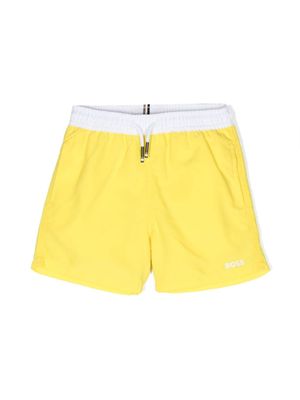 BOSS Kidswear short de bain à lien de resserrage - Jaune