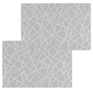 Set van 6x stuks placemats grafische print grijs texaline 45 x 30 cm - Placemats