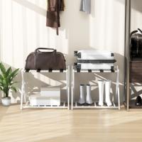 Set van Twee Compact Opvouwbaar Bagagerek Bagagehouder en Schoenenrek Metalen Bagagerek voor Slaapkamer Logeerkamer Hotel Wit