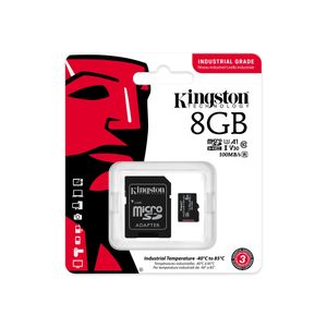 Kingston microSDHC Industrial C10 A1 pSLC-kaart + SD-adapter 8GB