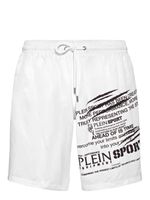 Plein Sport short de bain à logo imprimé - Blanc