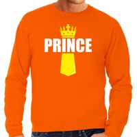 Prince met kroontje Koningsdag sweater / trui oranje voor heren - thumbnail