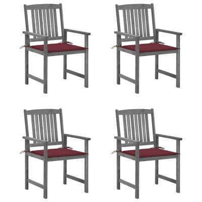 Tuinstoelen 4 st met kussens massief acaciahout grijs