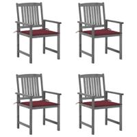 Tuinstoelen 4 st met kussens massief acaciahout grijs
