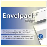 Dubbele kaart papyrus envelpack 140x140mm ivoor | 10 stuks