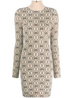 Elisabetta Franchi robe courte en maille intarsia - Tons neutres