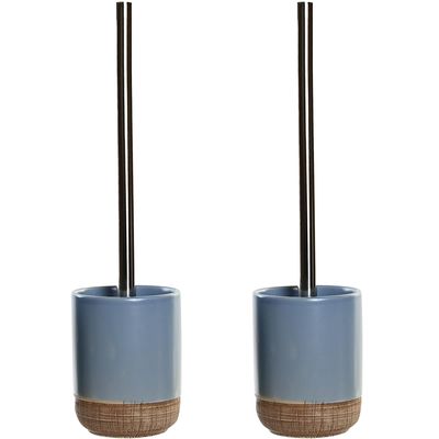 2x stuks toiletborstel met houder polystone korenblauw 35 cm