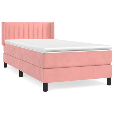 The Living Store Boxspringbed - Zacht fluweel - Praktisch hoofdbord - Pocketvering matras - Middelharde ondersteuning -