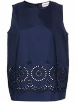 P.A.R.O.S.H. blouse sans manches en broderie anglaise - Bleu