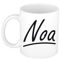 Noa Naam koffiemok - beker - met sierlijke letters - wit - 300 ml - Cadeau - Heren